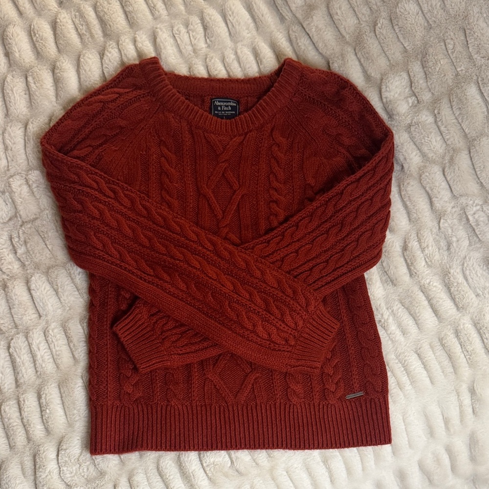 Abercrombie & Fitch Vibrant Red Cable Knit Sweater
